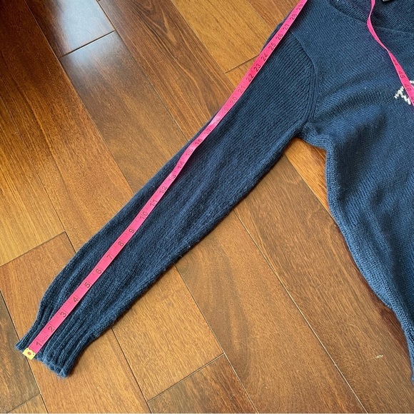 Wooden Ships Tailgate Season Navy Blue White Sweater Mohair Wool Long Sleeve M L - Picture 10 of 10